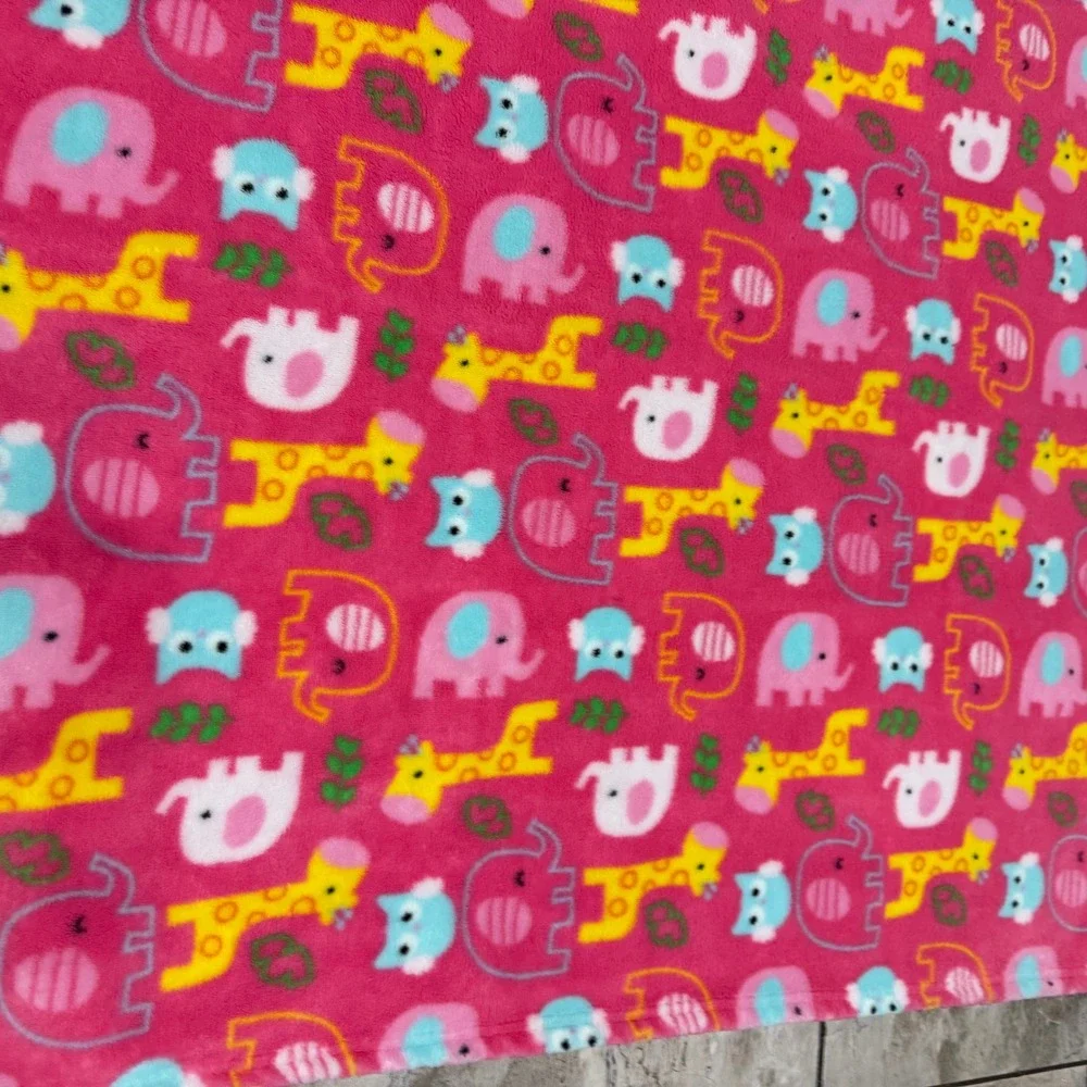 Baby Gear Pink Fleece Safari Animal Receiving Blanket Elephant Giraffe Owl